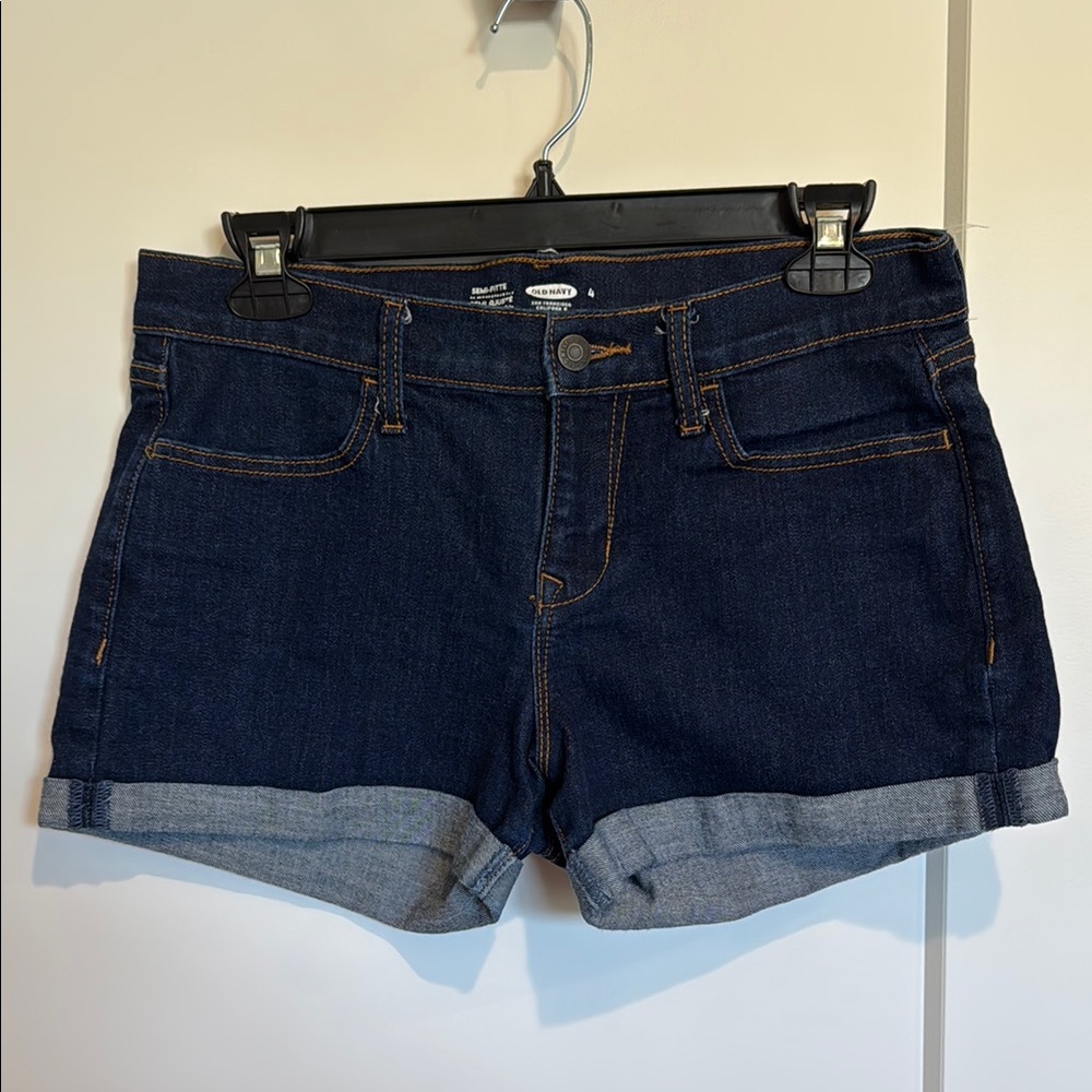 Old Navy Blue Jean Shorts Distressed Mid-Thigh
